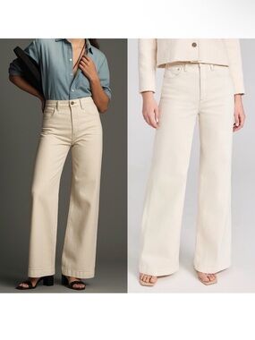 Anthropologie Pistola Lana Ecru Wide Leg Jeans